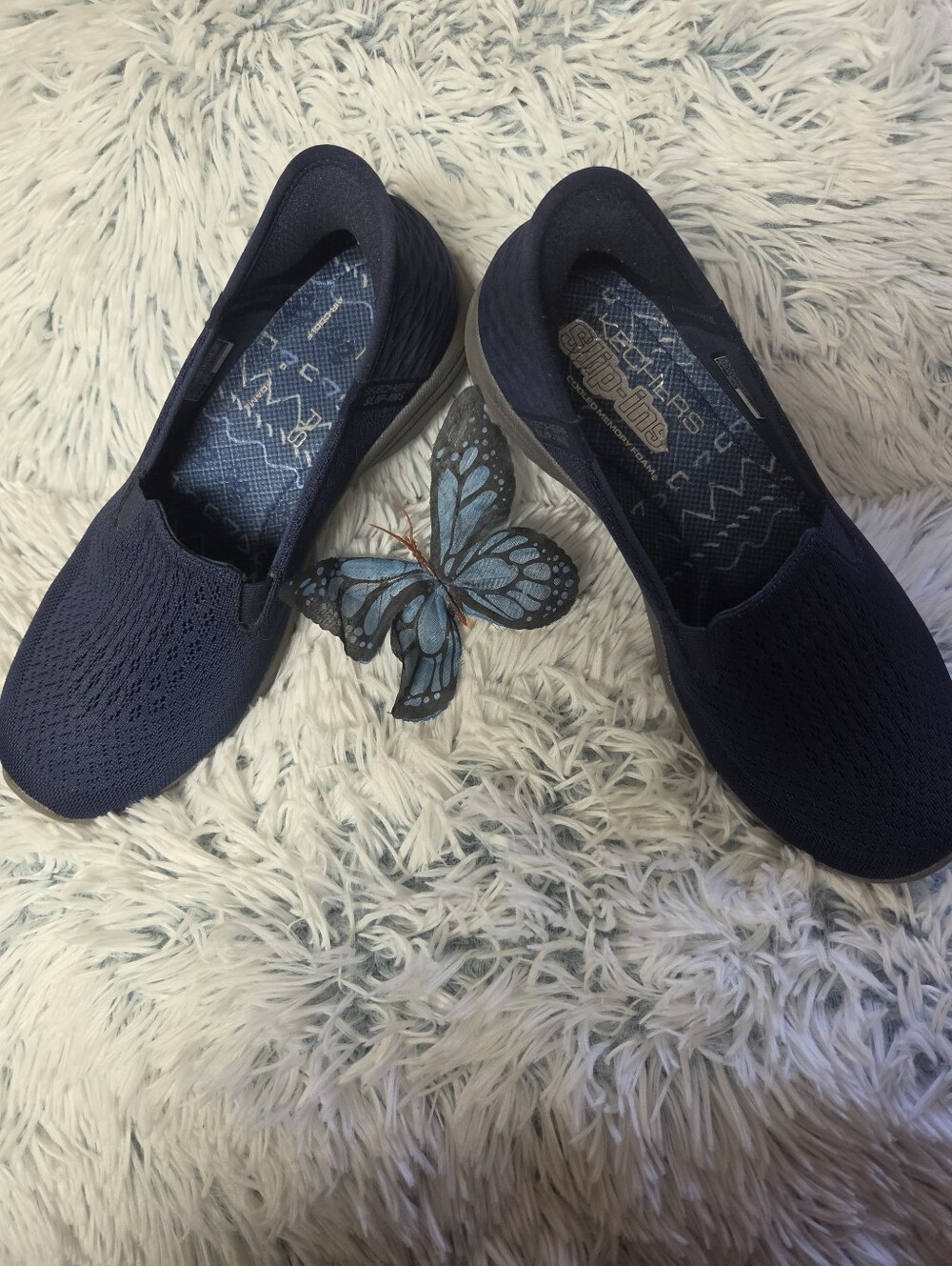 Womens Skechers Navy Slip-Ins Cooled Memory Foam Size 8.5